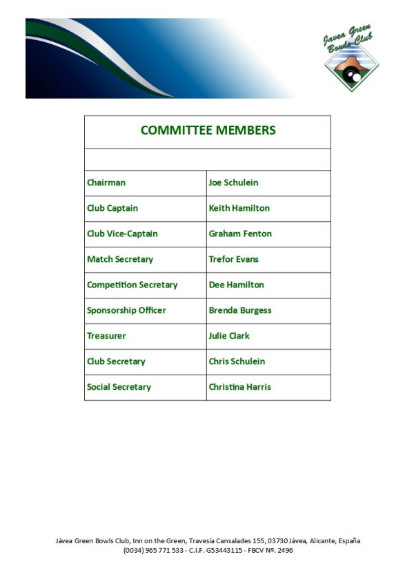 JGBC Committee Members 2022 to 2023